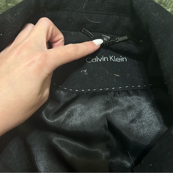 calvin klein black button down trench coat womens size XL - Picture 4 of 9